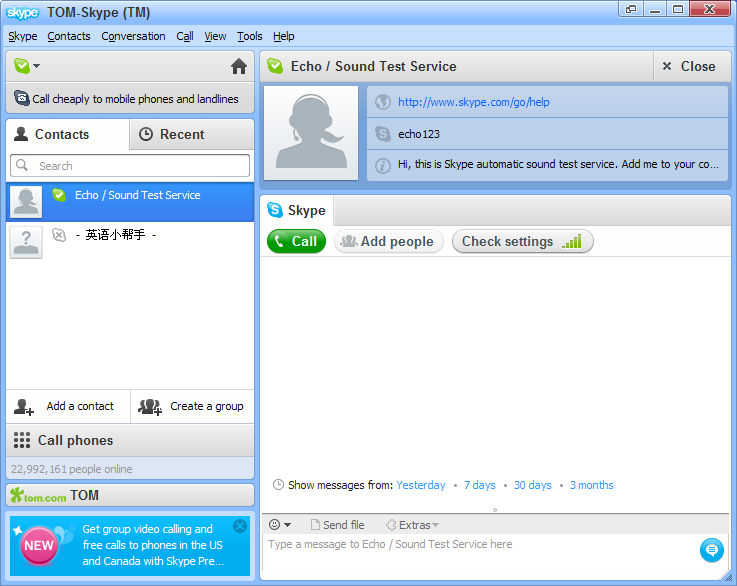 TOM-Skype Chat Interface